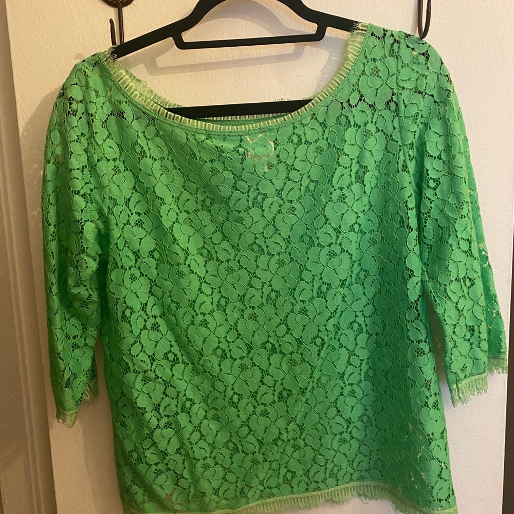 ANTHROPOLOGIE Green Lace Shirt - Picture 4 of 5
